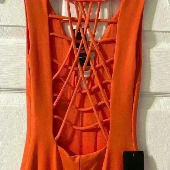 BEBE Orange Dress With Criss Cross Back - NWT - Size XXS - B40 - Picture 6 of 7